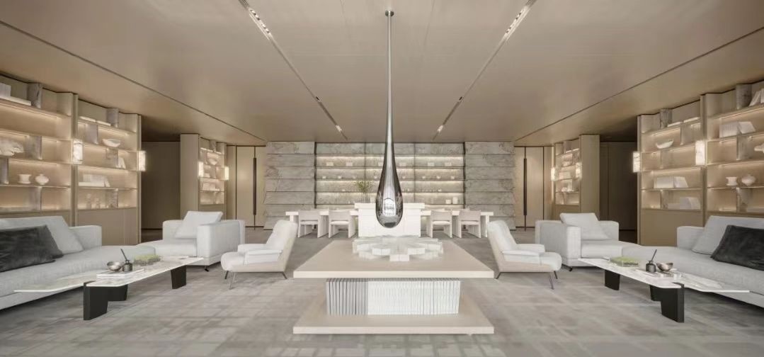 Mirror sculpture displayed in a hotel interior concept