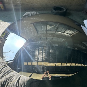 Second finished-surface view of the same convex mirror stainless steel disc