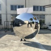 Finished convex mirror stainless steel sculpture front view