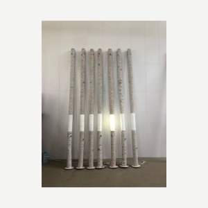 Completed illuminated birch-style trunk display prop set