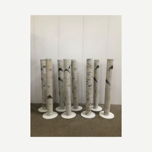 Workshop view of the same custom birch-style display modules