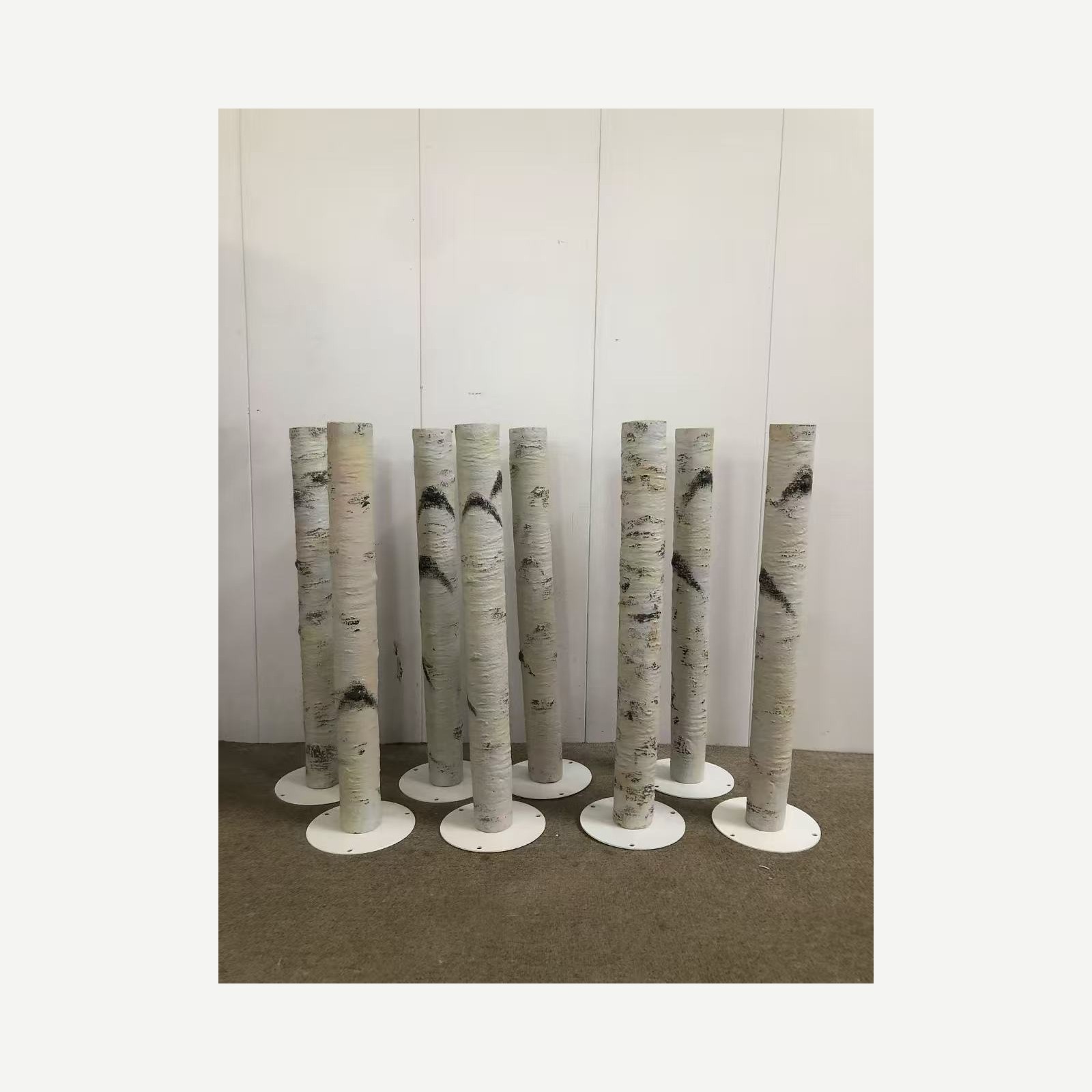 Workshop view of the same custom birch-style display modules