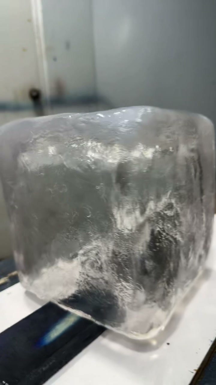 Front angle of the same transparent resin ice cube display prop