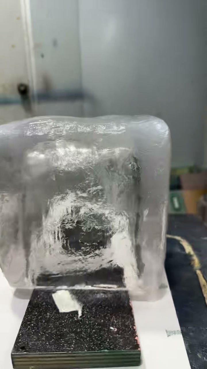 Rounded edge and transparent finish detail on the same resin ice cube prop