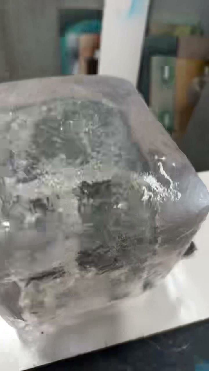 Rear angle of the same transparent resin ice cube display prop